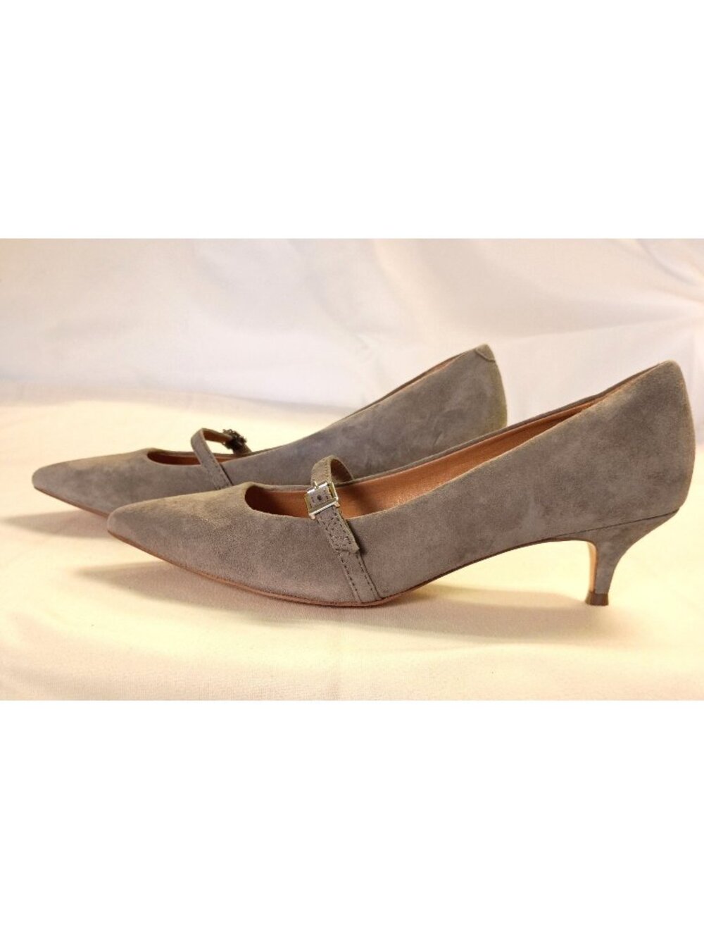 Vionic Minnie Kitten Heel Mary Jane Charcoal Suede Comfort Shoes Women 9.5